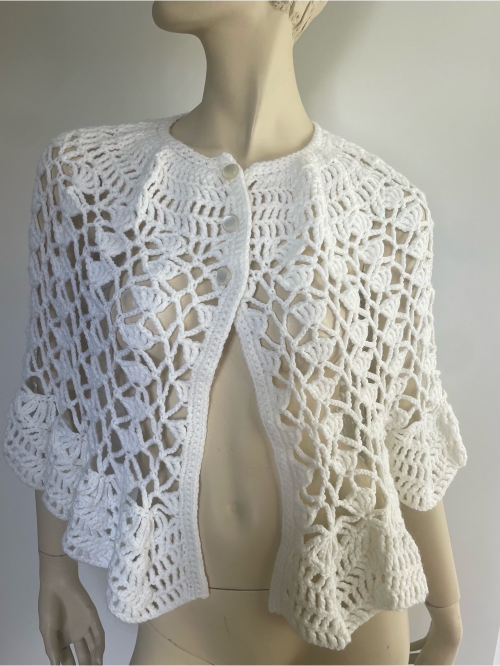 Vintage White Crochet Capelet